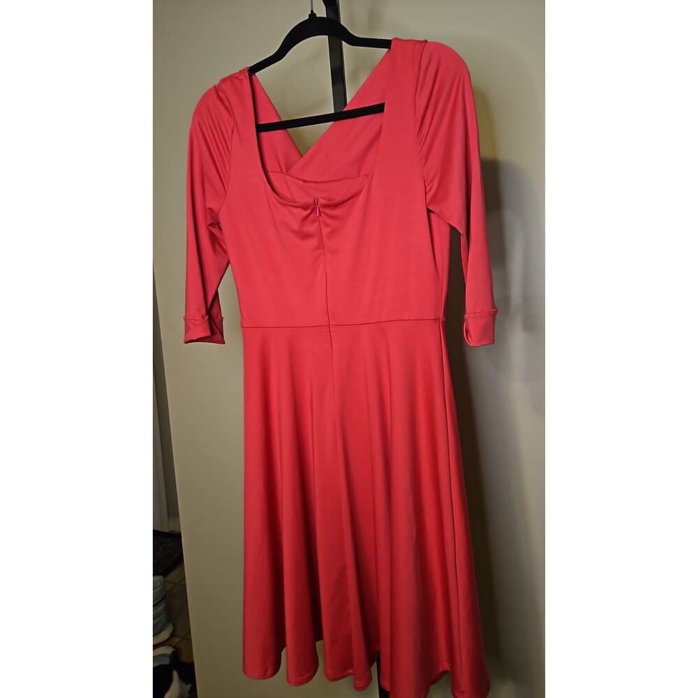 Black Halo Jackie O Swing Dress Red Pop Small NWT | Draped Jersey Fit & Flare - Picture 2 of 6
